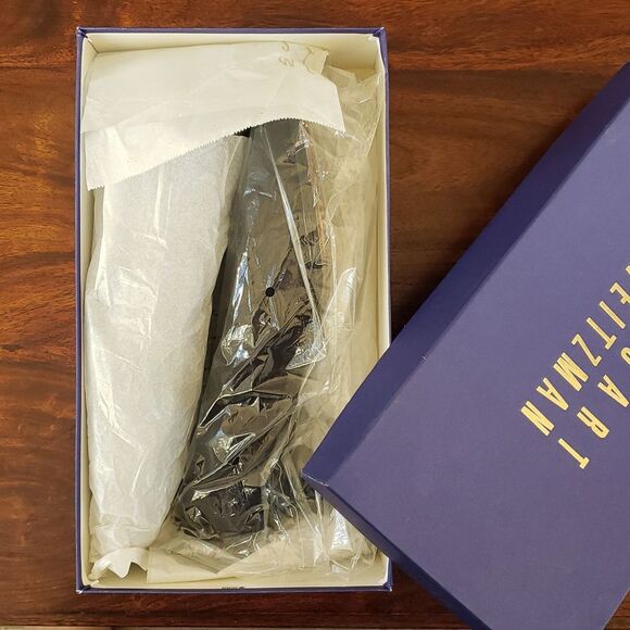 Vintage 90's STUART WEITZMAN Kitten Heels Pointed Squared Toe Black Crepe - Picture 6 of 10